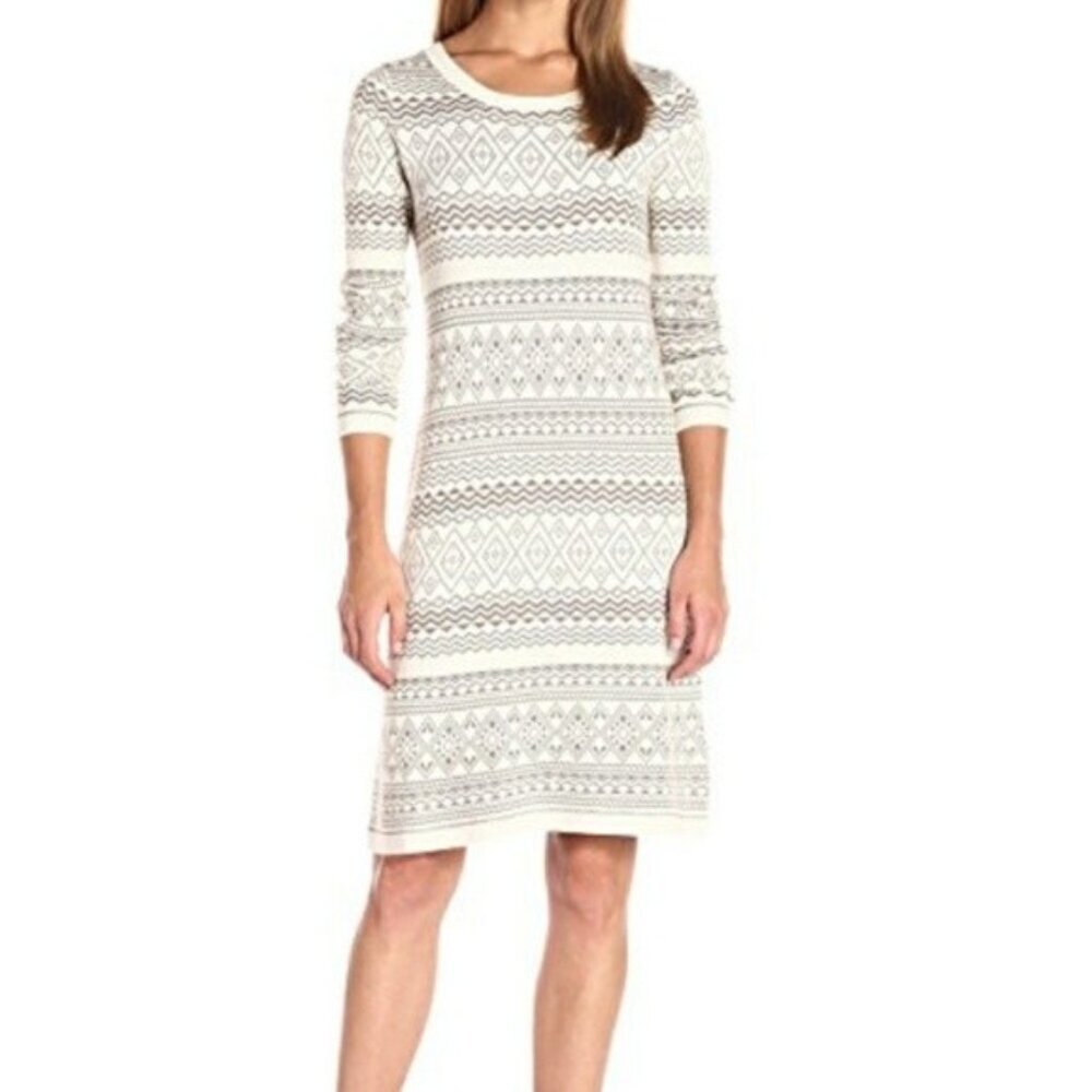 Aventura Sweater Dress Geometric Print Soft Coquette Preppy Boho Bodycon M